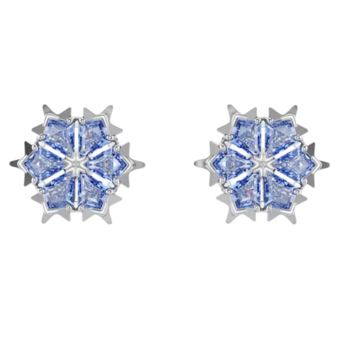 Swarovski Snowflake Magic Stud Earrings, Blue and Rhodium Plated