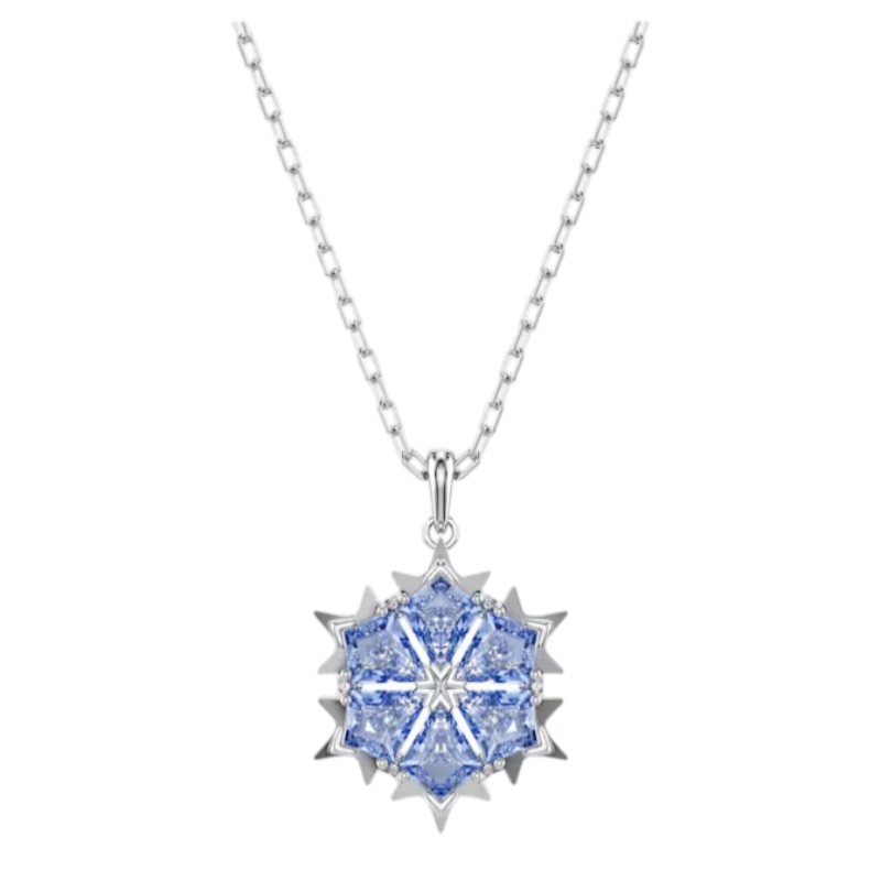 Swarovski Snowflake Magic Pendant Necklace, Blue and Rhodium Plated