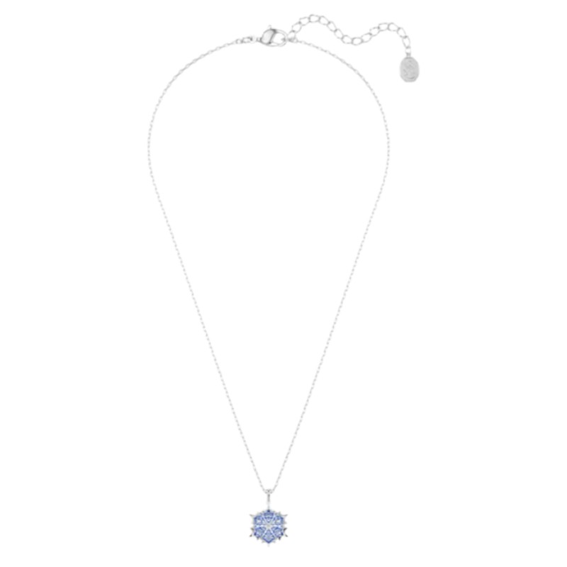 Swarovski Snowflake Magic Pendant Necklace, Blue and Rhodium Plated