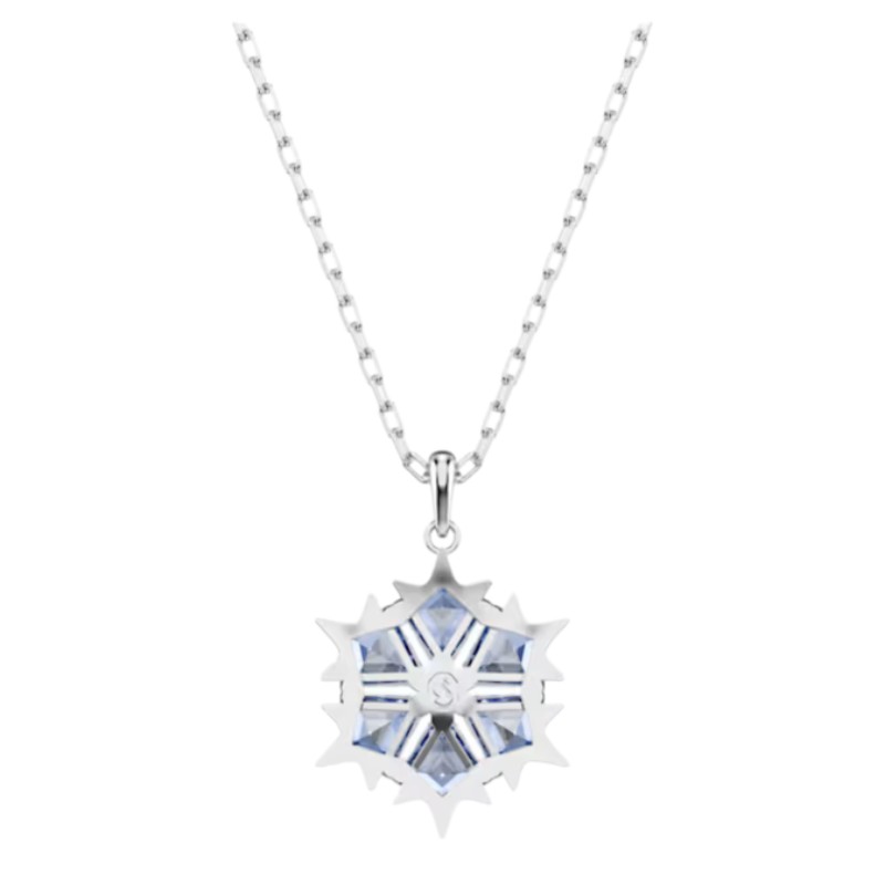 Swarovski Snowflake Magic Pendant Necklace, Blue and Rhodium Plated