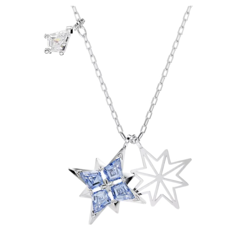 Swarovski Star Symbolica Pendant Necklace, Blue and Rhodium Plated