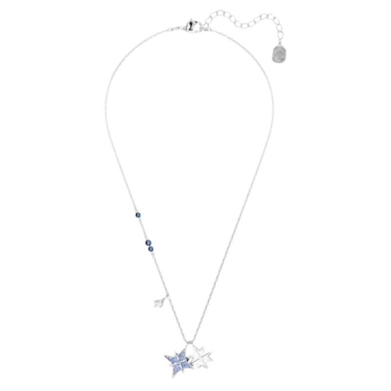Swarovski Star Symbolica Pendant Necklace, Blue and Rhodium Plated
