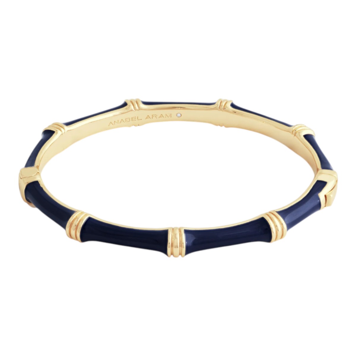 Anabel Aram Bamboo Enameled Hinged Bangle, Atlantic Navy Blue