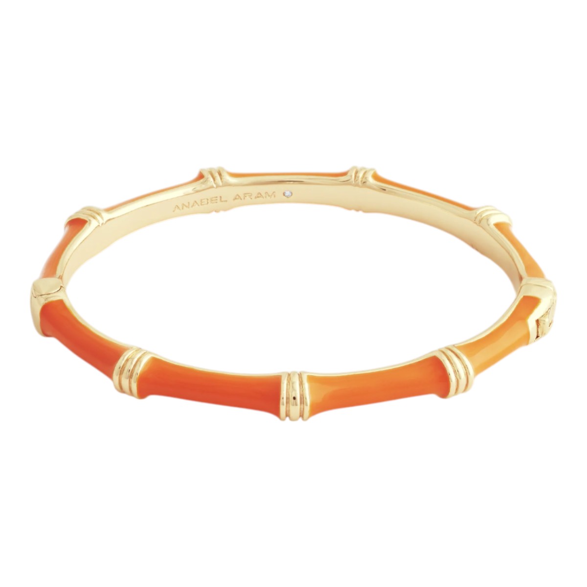 Anabel Aram Bamboo Enameled Hinged Bangle, Clementine