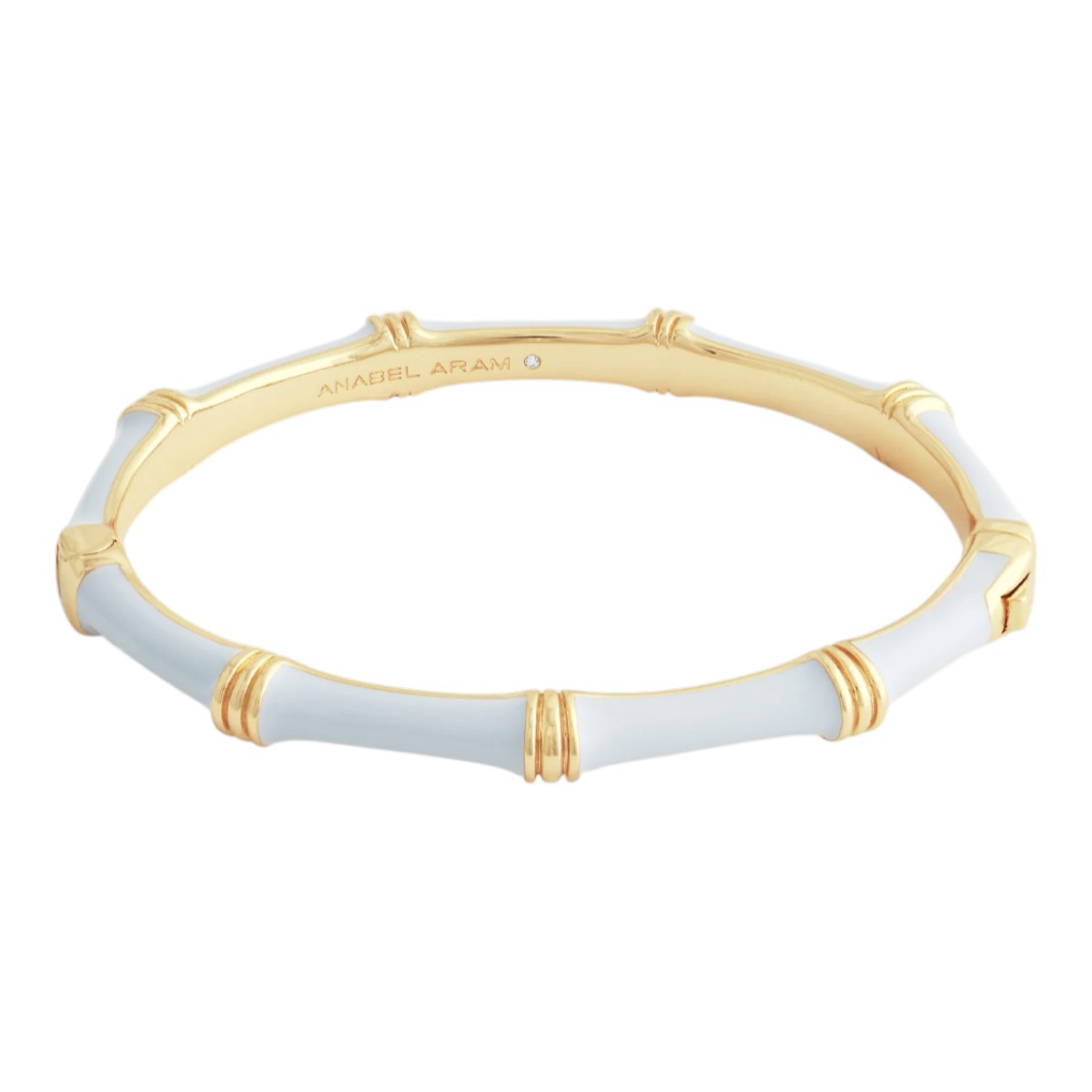 Anabel Aram Bamboo Enameled Hinged Bangle, Pale Blue