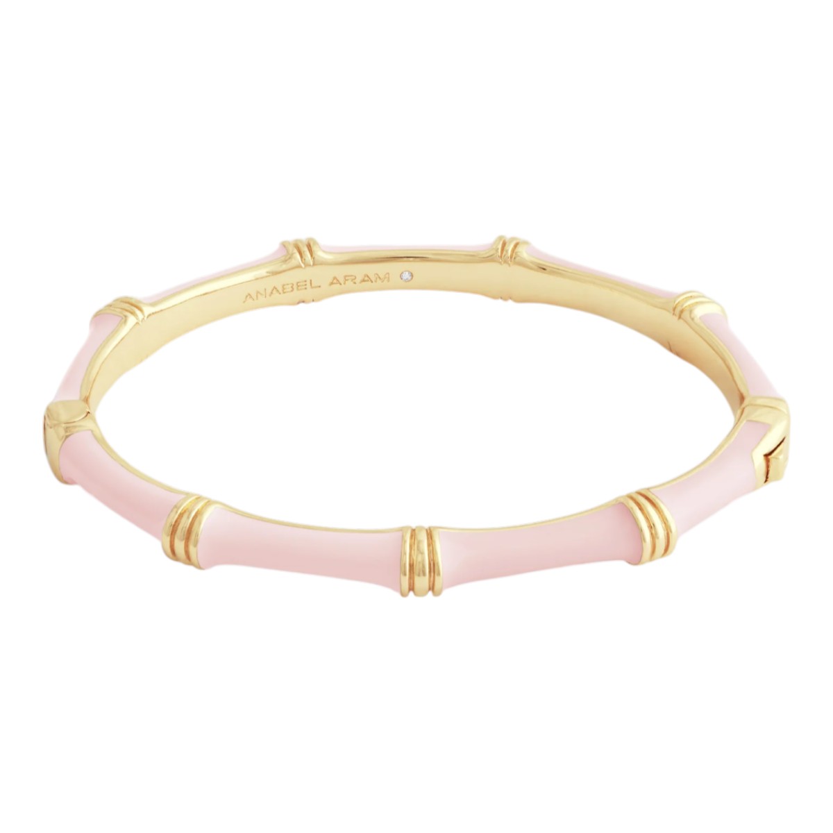 Anabel Aram Bamboo Enameled Hinged Bangle, Pale Pink