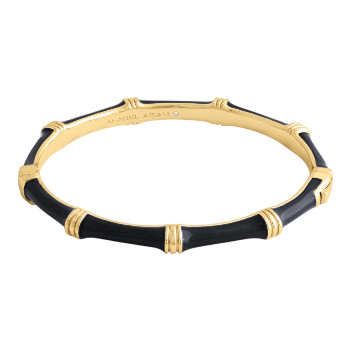 Anabel Aram Bamboo Enameled Hinged Bangle, Black