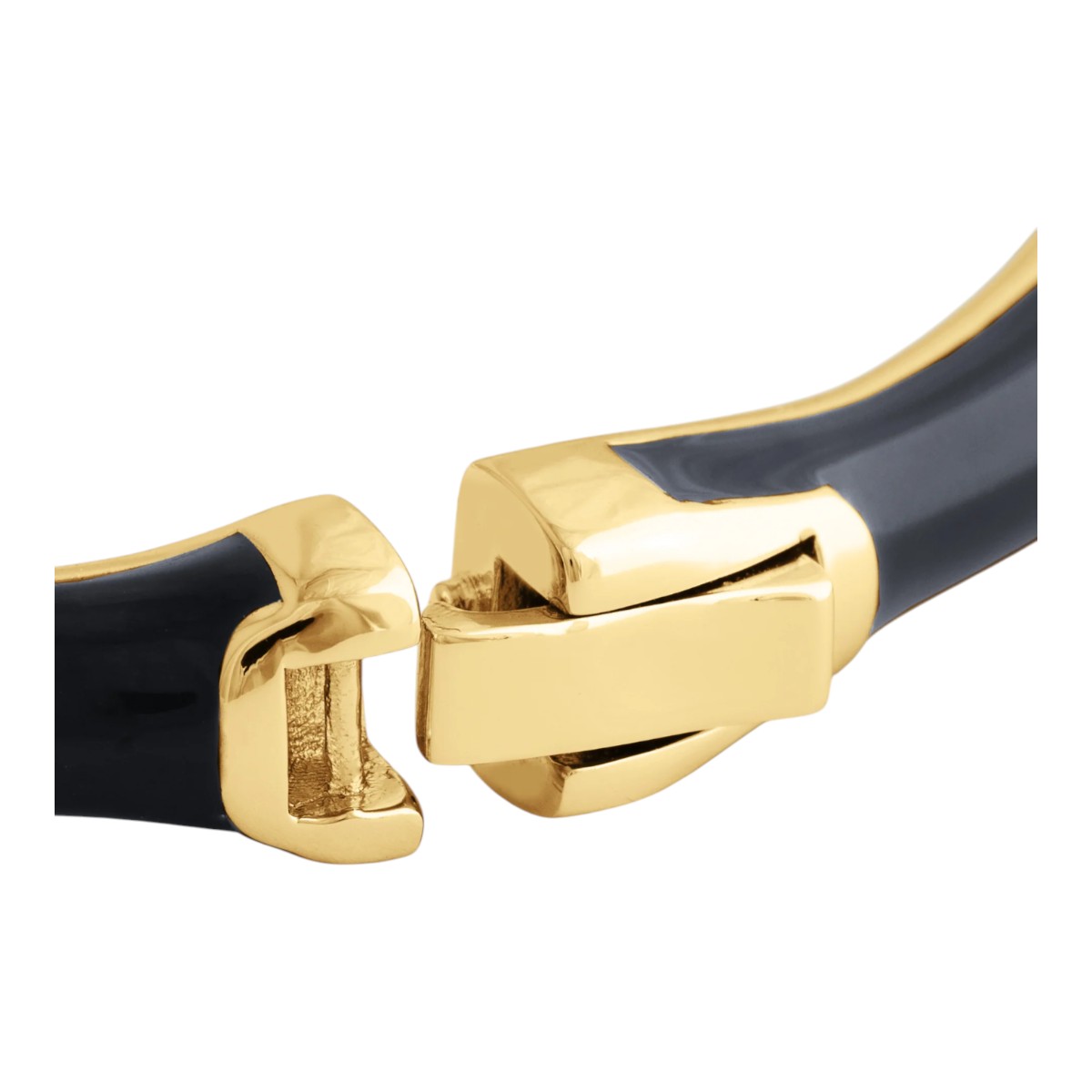 Anabel Aram Bamboo Enameled Hinged Bangle, Black