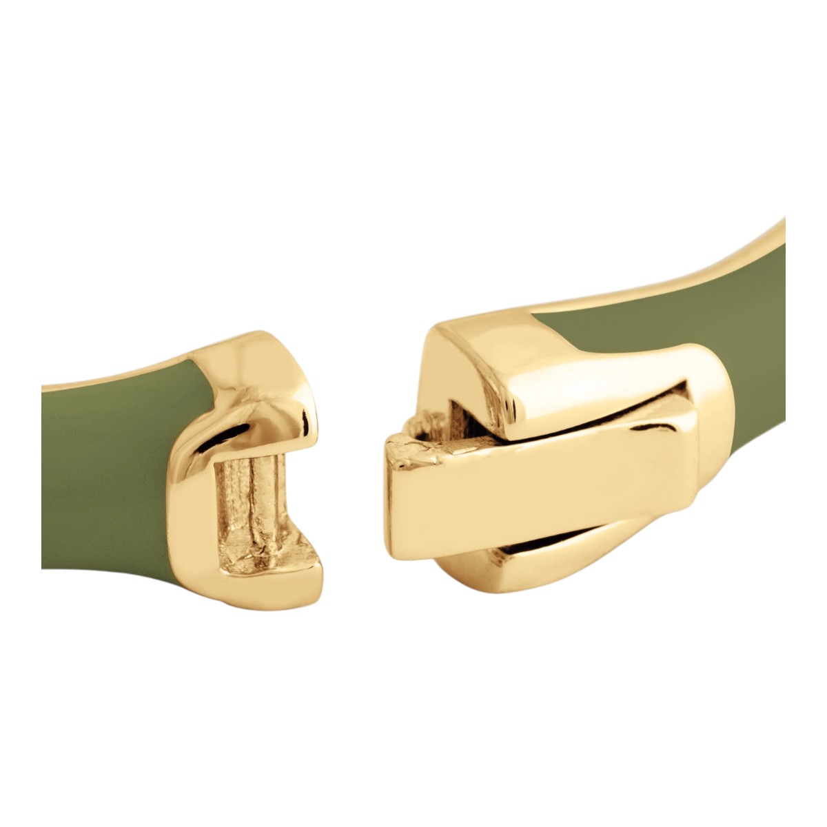 Anabel Aram Bamboo Enameled Hinged Bangle Bracelet, Olive Green