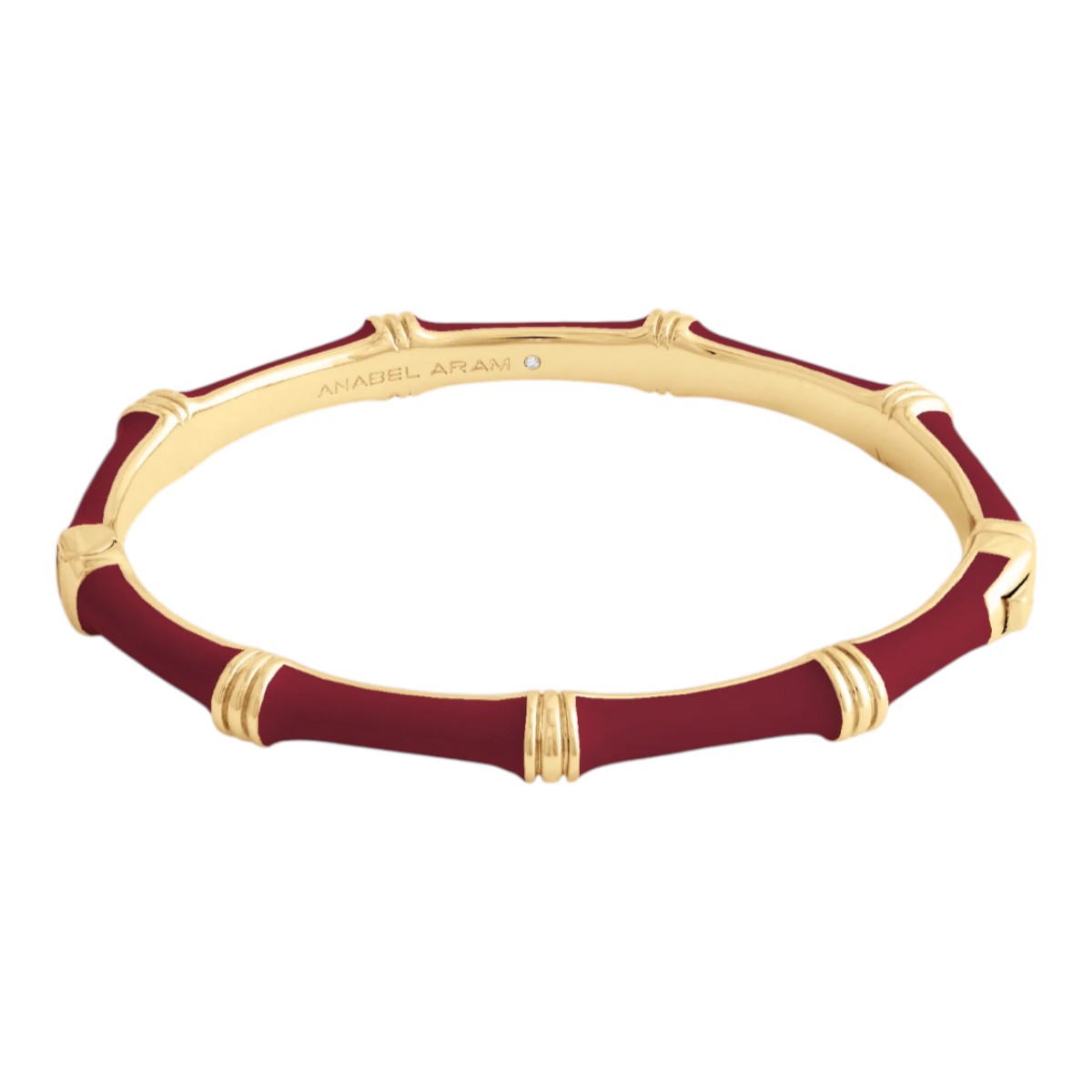 Anabel Aram Bamboo Enameled Hinged Bangle, Burgundy