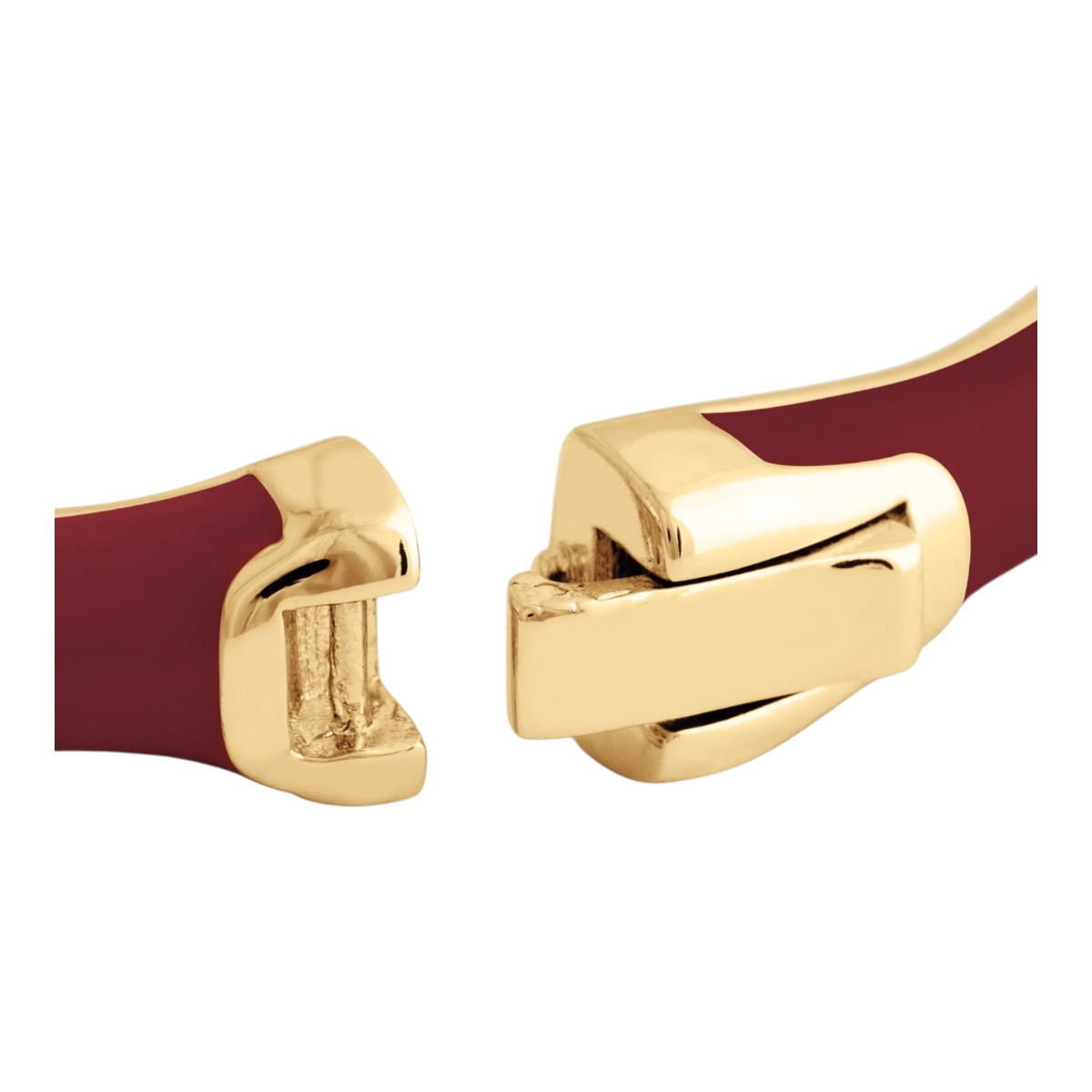 Anabel Aram Bamboo Enameled Hinged Bangle, Burgundy