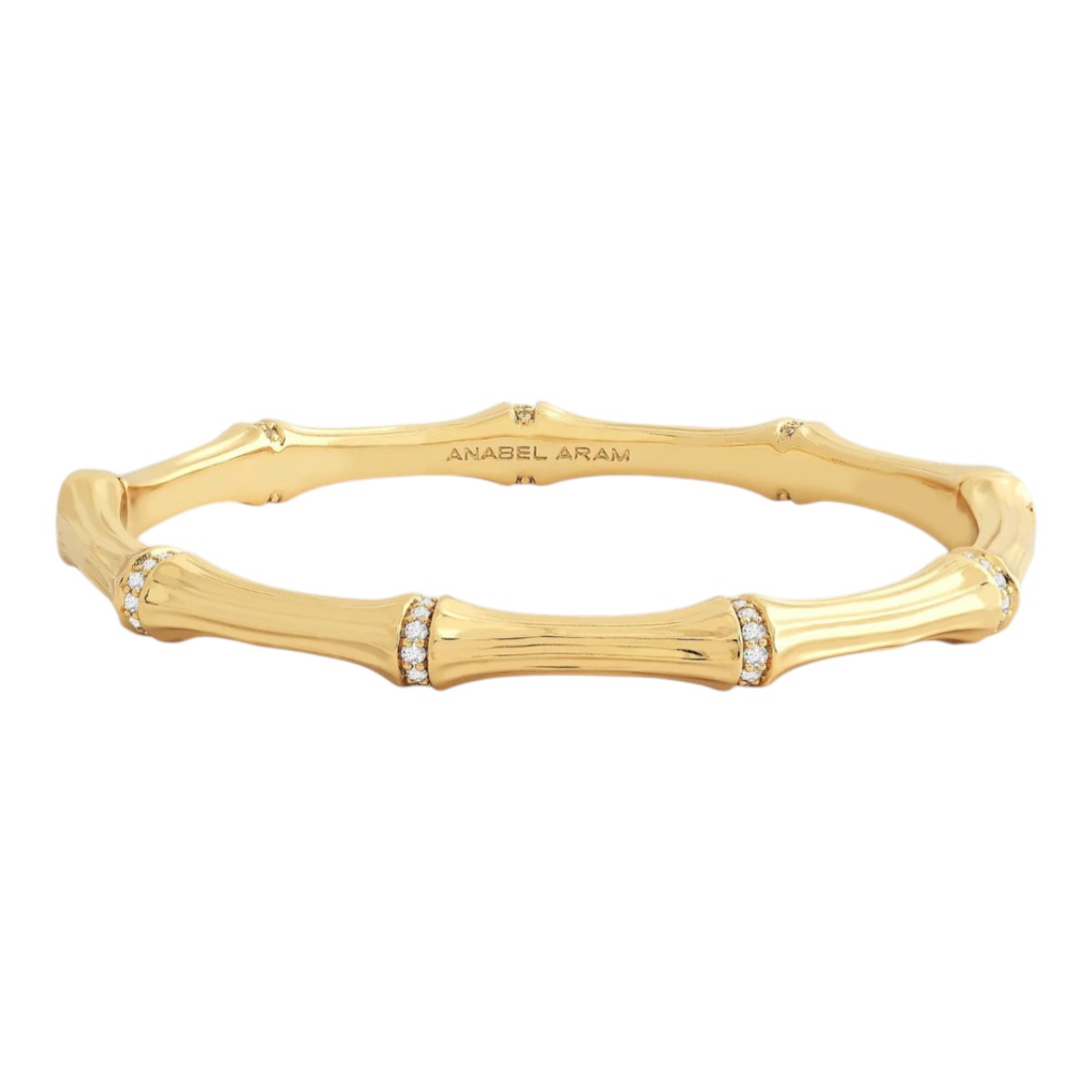 Anabel Aram Bamboo Hinged Bangle, Gold Plated Brass