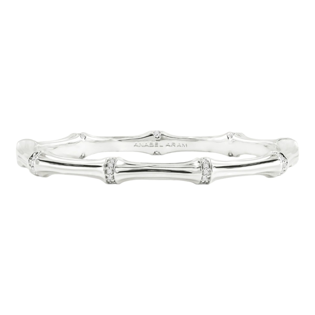 Anabel Aram Bamboo Hinged Bangle, Silver Plated Brass