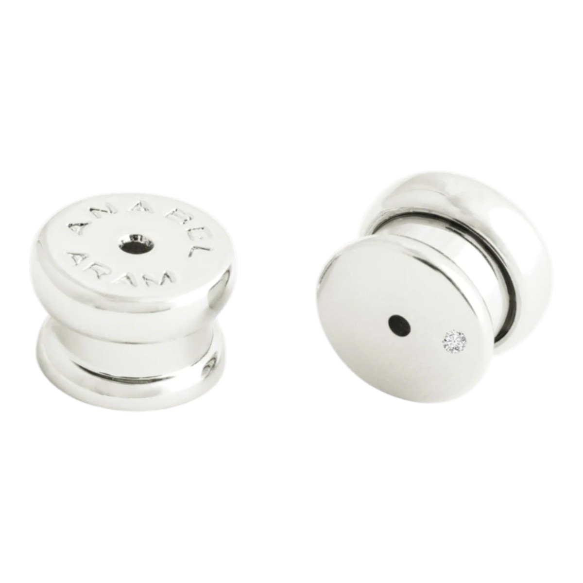 Anabel Aram Bamboo Medium Hoop Earrings, Silver Plated Brass and Crystal