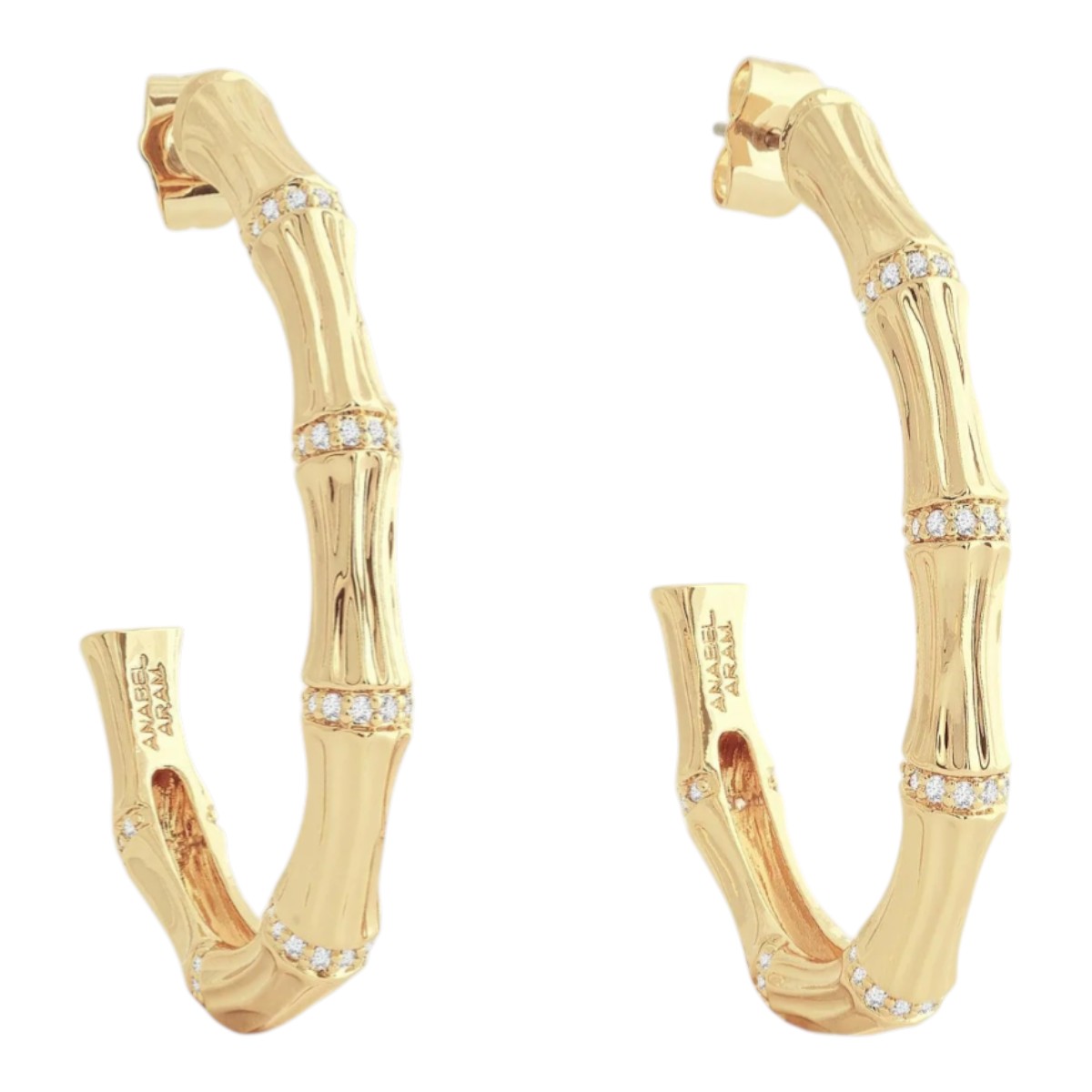 Anabel Aram Bamboo Single Hoop Earrings, Gold Plated Brass