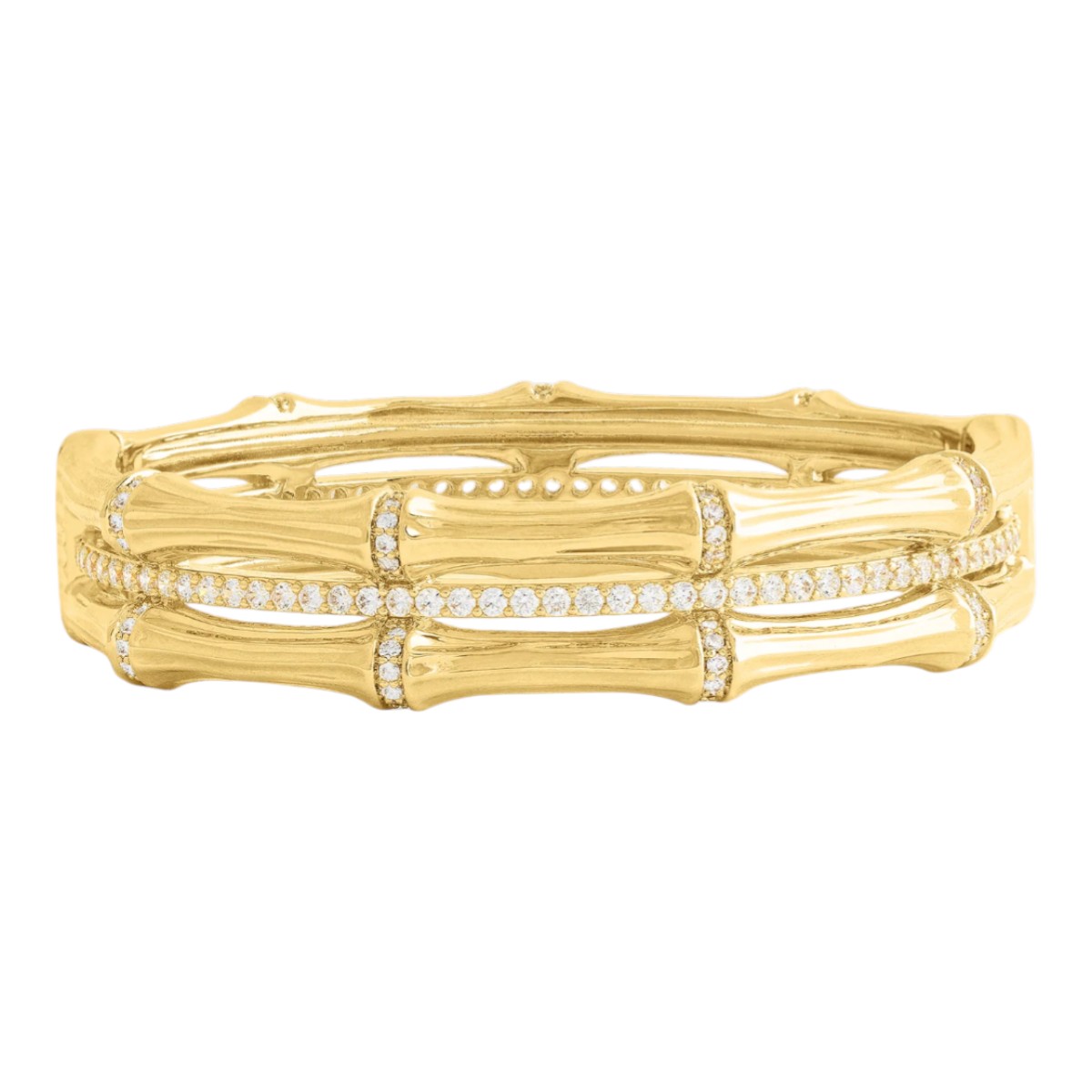 Anabel Aram Bamboo Stacked Hinged Bangle Bracelet