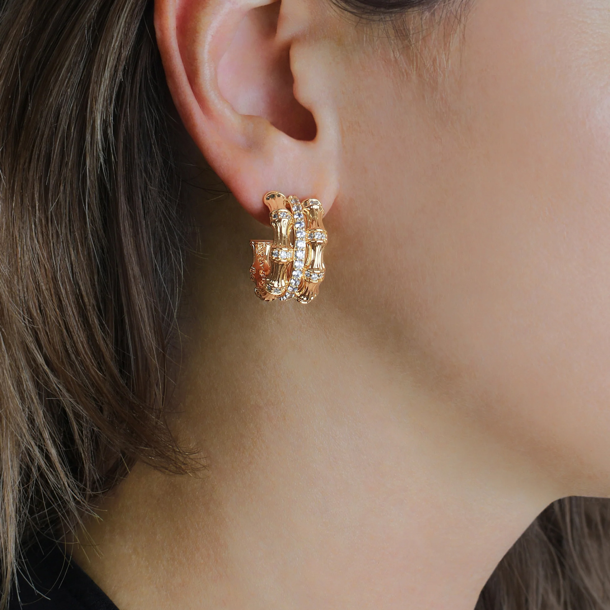 Anabel Aram Bamboo Stacked Hoop Earrings