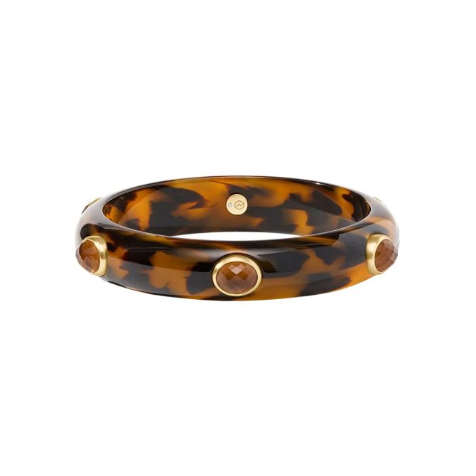 Julie Vos Tortoiseshell Carnaby Stone Bangle Bracelet, Medium