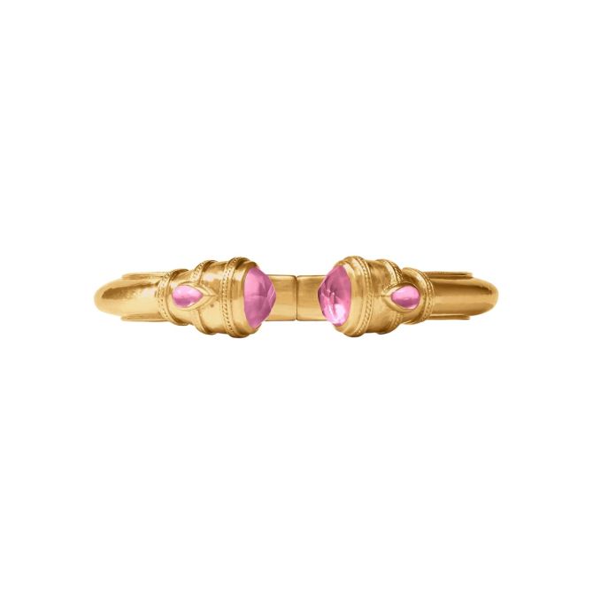 Julie Vos Yellow Gold Plated Cannes Demi Cuff Bracelet, Iridescent Tourmaline Pink