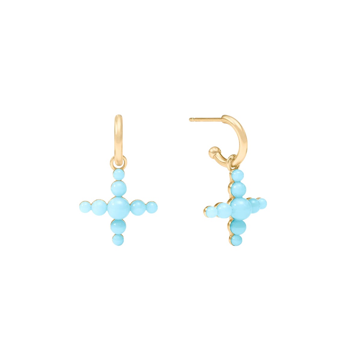 Julie Vos Gumdrop Cross Hoop and Charm Earrings, Powder Blue