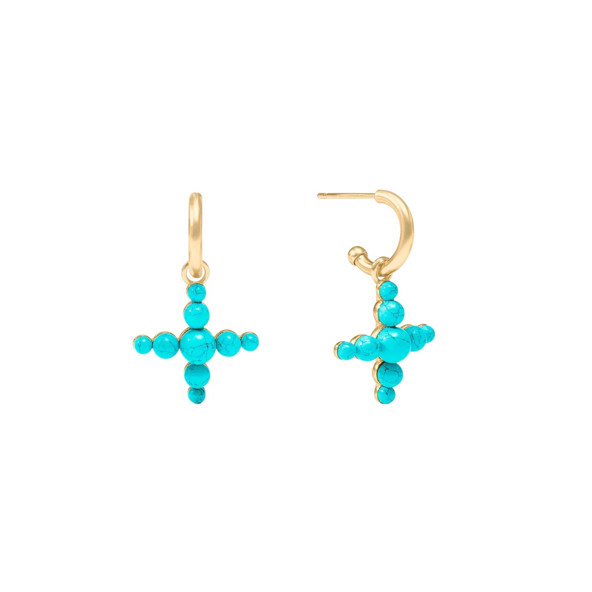 Julie Vos Gumdrop Cross Hoop and Charm Earrings, Turquoise Blue