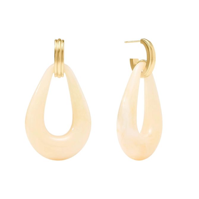 Julie Vos Carnaby Doorknocker Earrings, Ivory