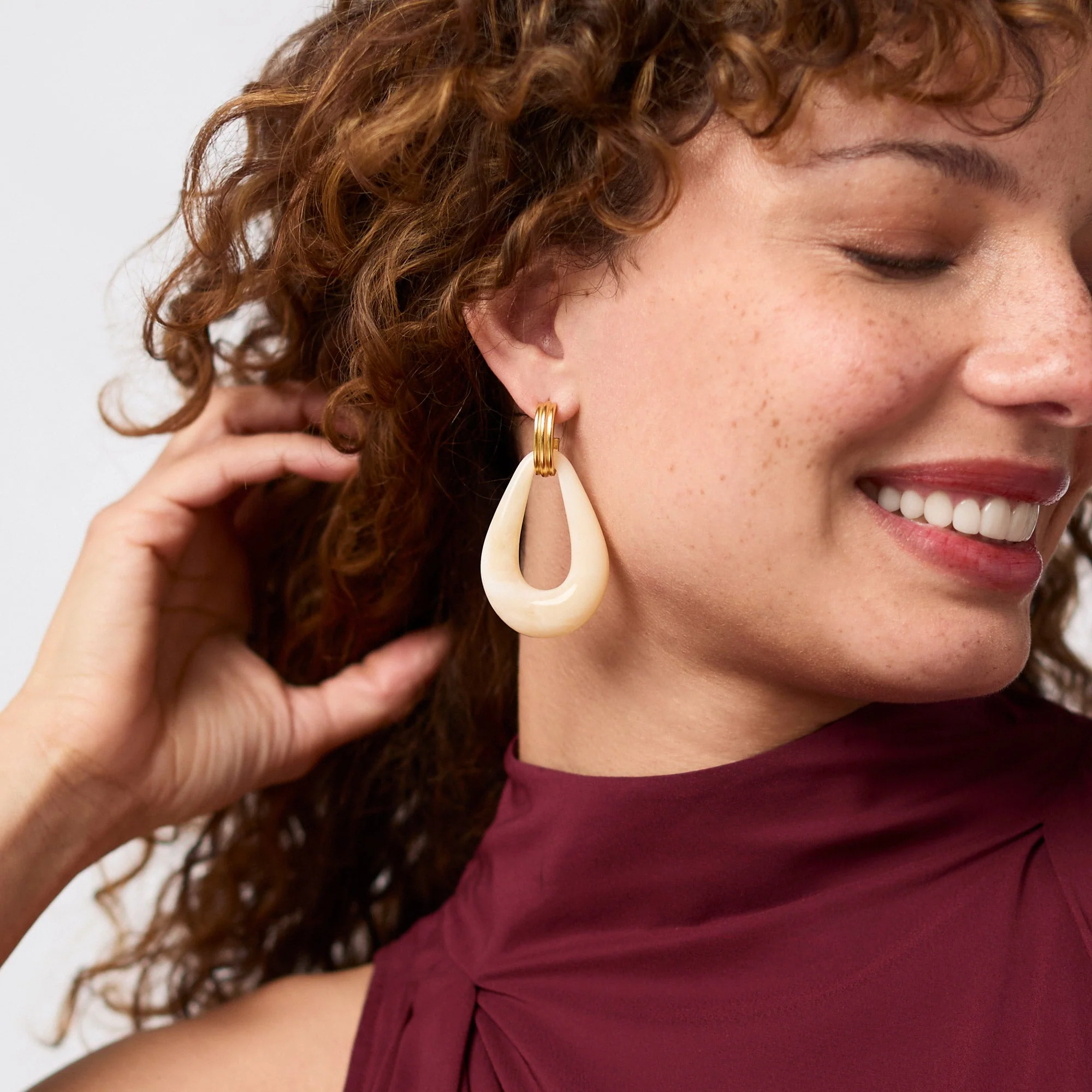 Julie Vos Carnaby Doorknocker Earrings, Ivory