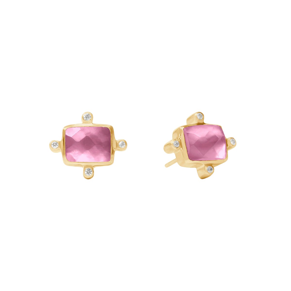 Julie Vos Clara Stud Earrings, Iridescent Tourmaline Pink