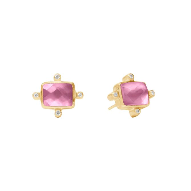 Julie Vos Clara Stud Earrings, Iridescent Tourmaline Pink