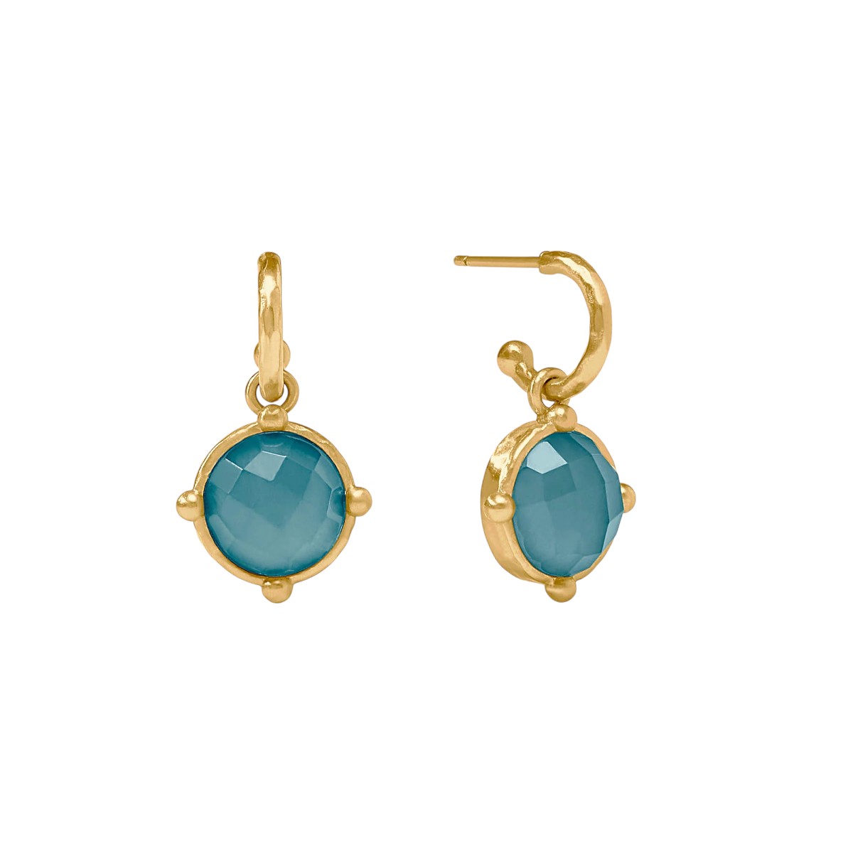 Julie Vos Yellow Gold Plated Honeybee Hoop & Charm Earrings, Iridescent Montana Blue