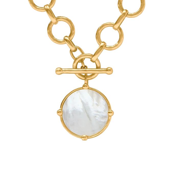 Julie Vos Yellow Gold Plated Honeybee Statement Necklace, Mother of Pearl