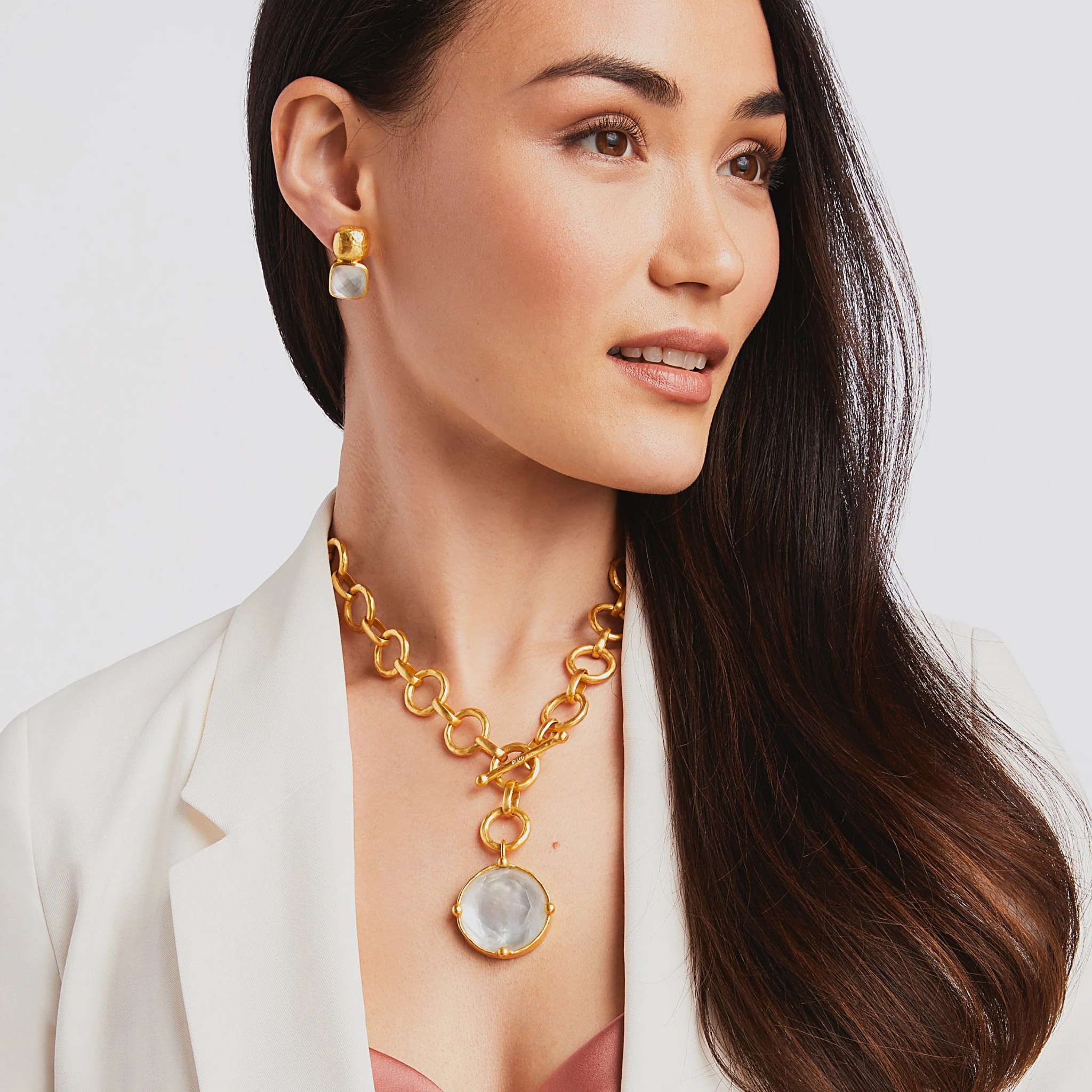 Julie Vos Yellow Gold Plated Honeybee Statement Necklace, Mother of Pearl