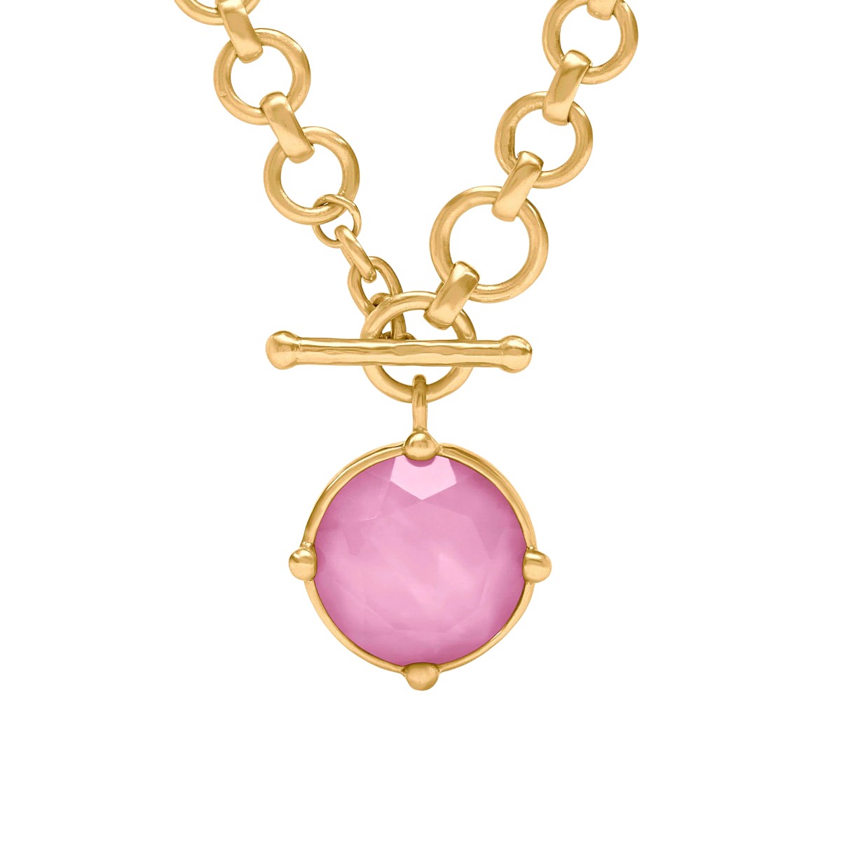 Julie Vos Yellow Gold Plated Honeybee Demi Necklace, Iridescent Tourmaline Pink