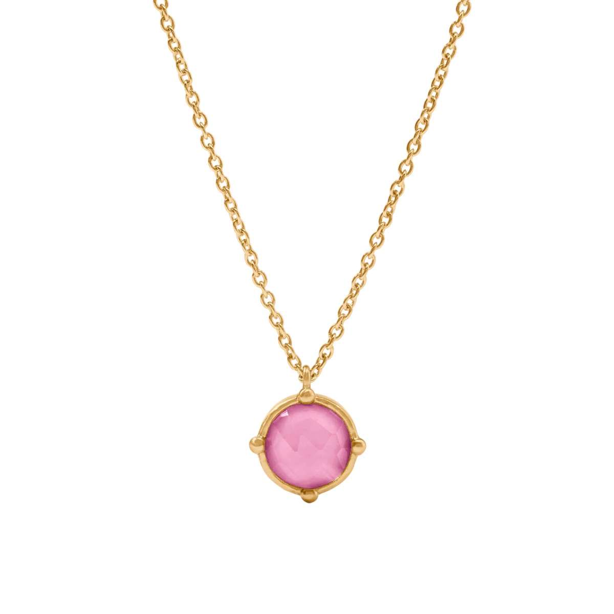 Julie Vos Yellow Gold Plated Honeybee Solitaire Necklace, Iridescent Tourmaline Pink