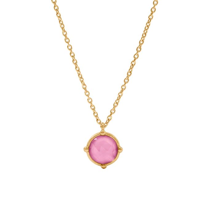 Julie Vos Yellow Gold Plated Honeybee Solitaire Necklace, Iridescent Tourmaline Pink