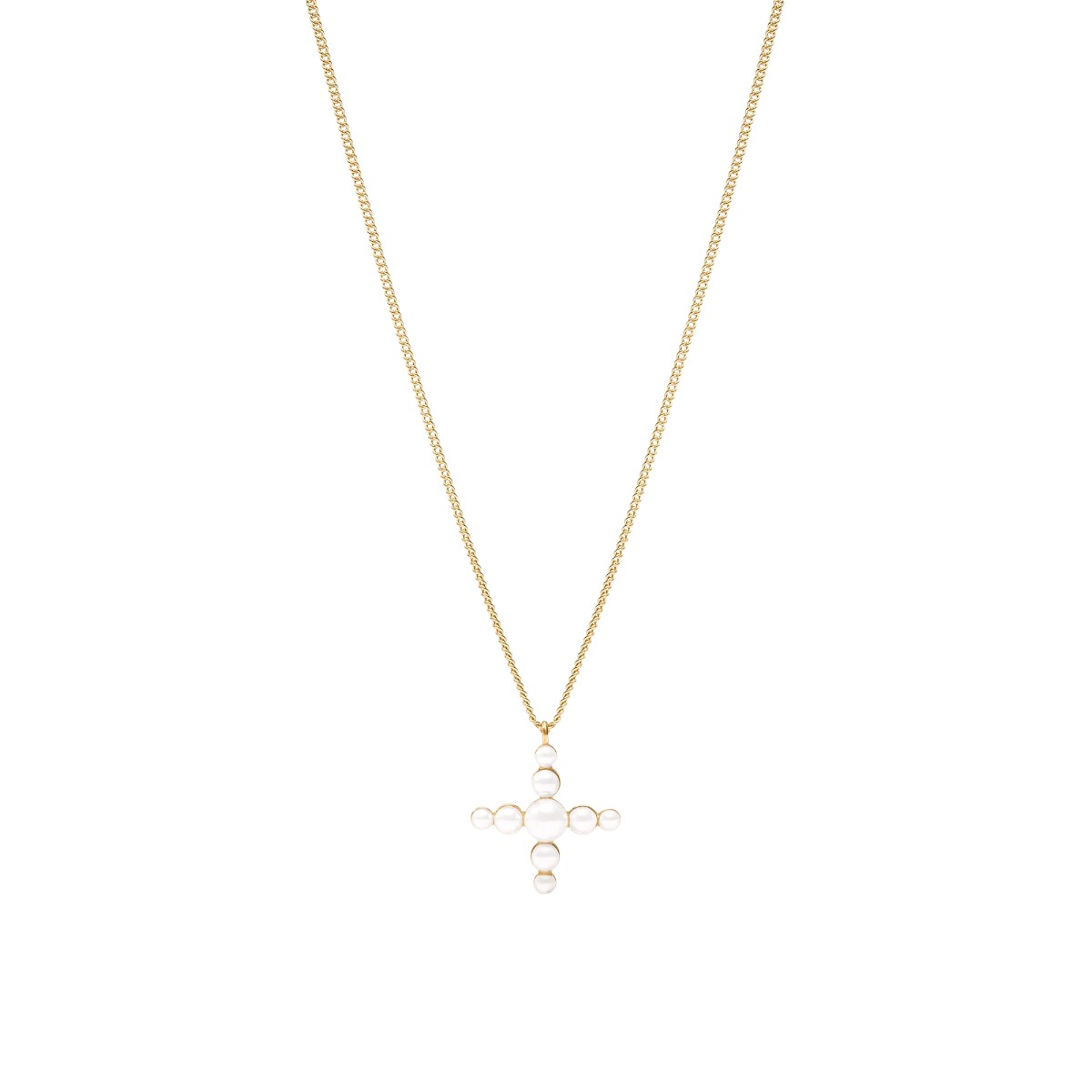 Julie Vos Gumdrop Cross Delicate Necklace, Pearl