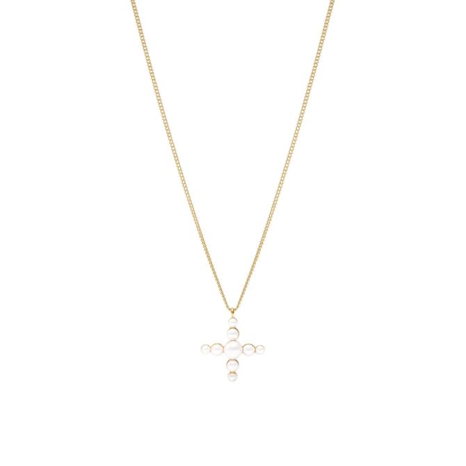 Julie Vos Gumdrop Cross Delicate Necklace, Pearl
