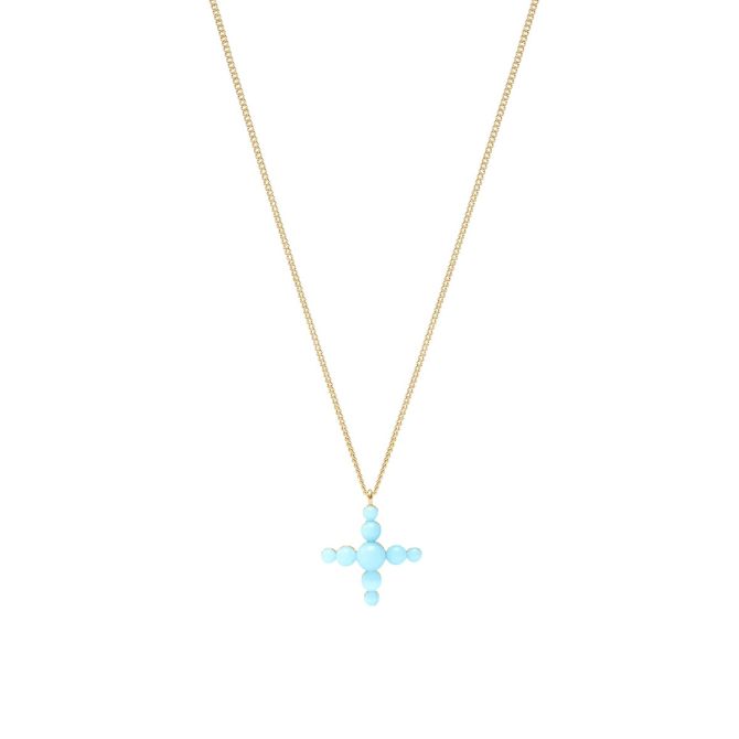 Julie Vos Gumdrop Cross Delicate Necklace, Powder Blue