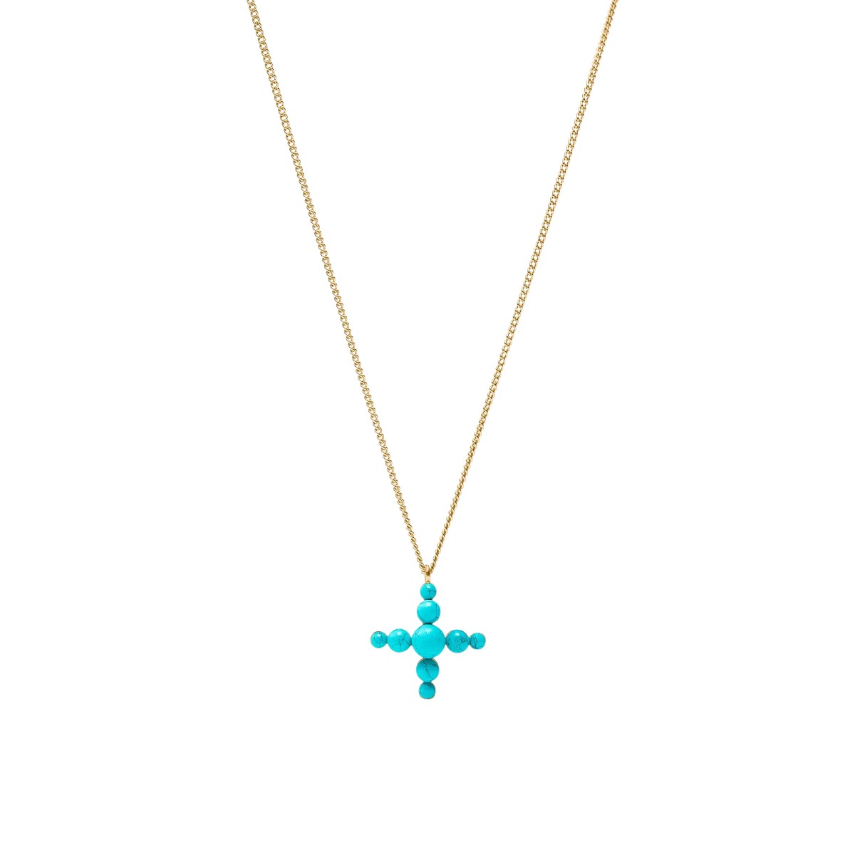 Julie Vos Gumdrop Cross Delicate Necklace, Turquoise Blue