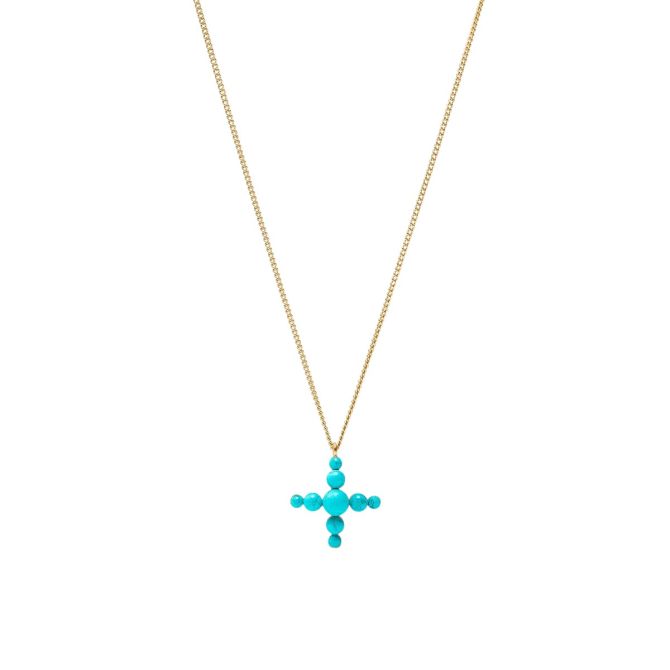 Julie Vos Gumdrop Cross Delicate Necklace, Turquoise Blue