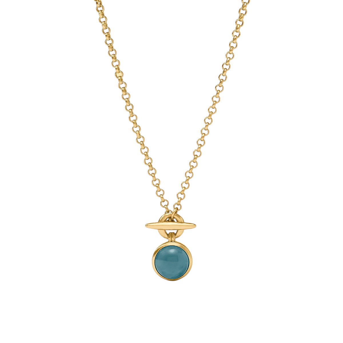 Julie Vos Yellow Gold Plated Solara Solitaire Necklace, Iridescent Montana Blue