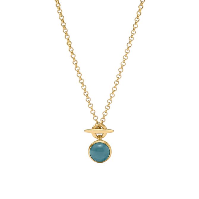 Julie Vos Yellow Gold Plated Solara Solitaire Necklace, Iridescent Montana Blue