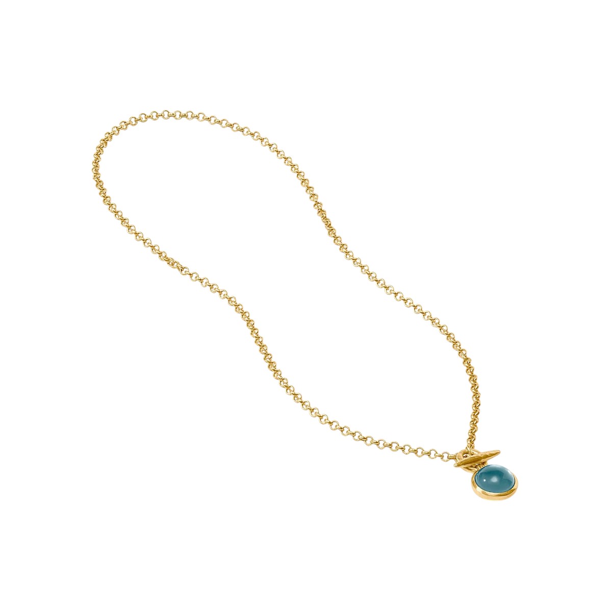 Julie Vos Yellow Gold Plated Solara Solitaire Necklace, Iridescent Montana Blue