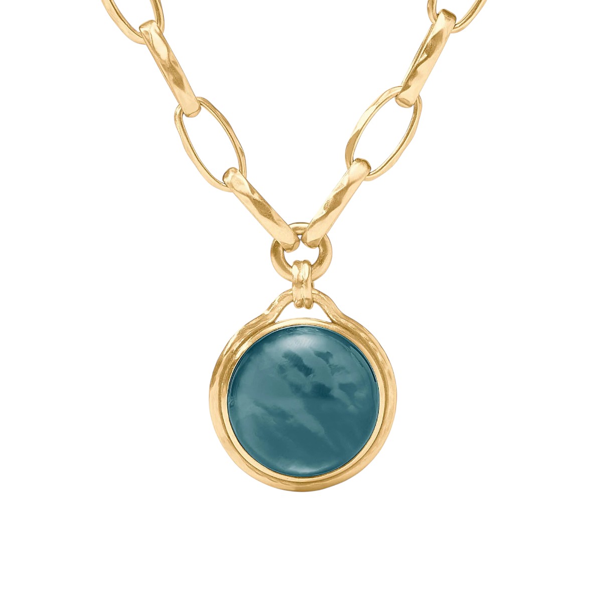 Julie Vos Yellow Gold Plated Solara Statement Necklace, Iridescent Montana Blue