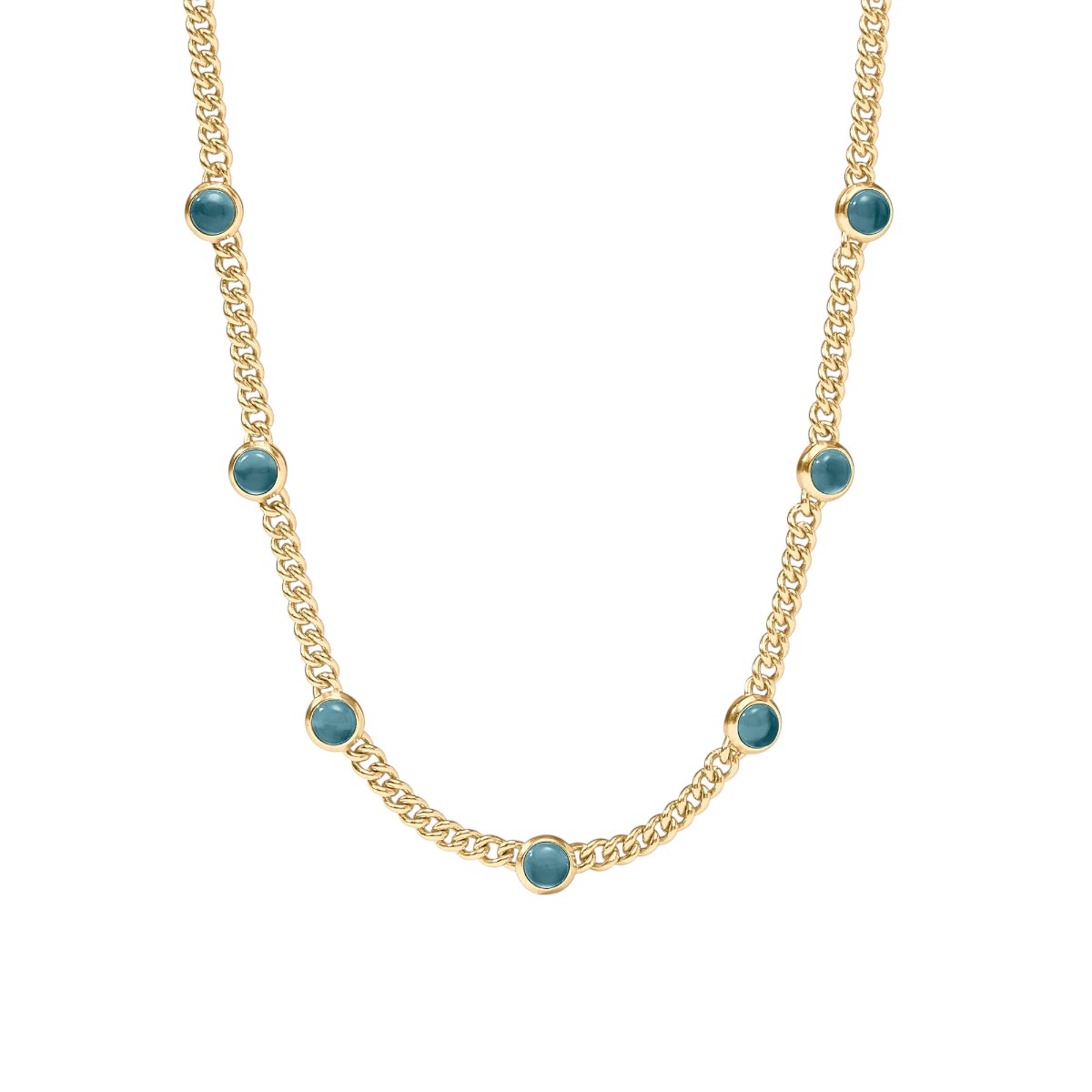 Julie Vos Yellow Gold Plated Dolce Delicate Station Necklace, Iridescent Montana Blue