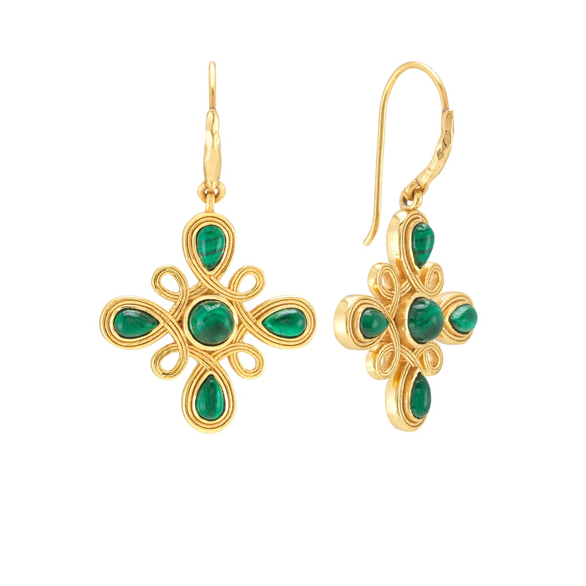 Capucine De Wulf Monique Gem Dangle Earrings, Malachite