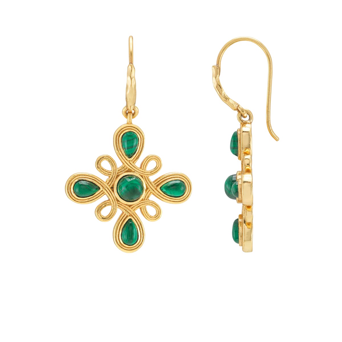 Capucine De Wulf Monique Gem Dangle Earrings, Malachite