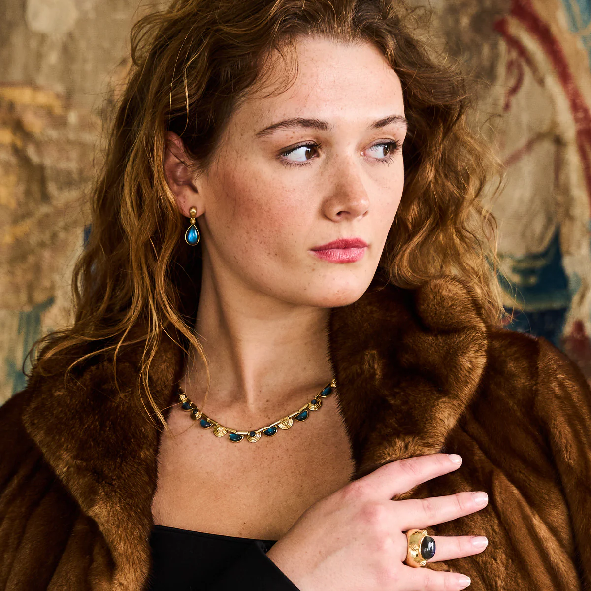 Capucine De Wulf Monique Gem Post Earrings, Blue Labradorite