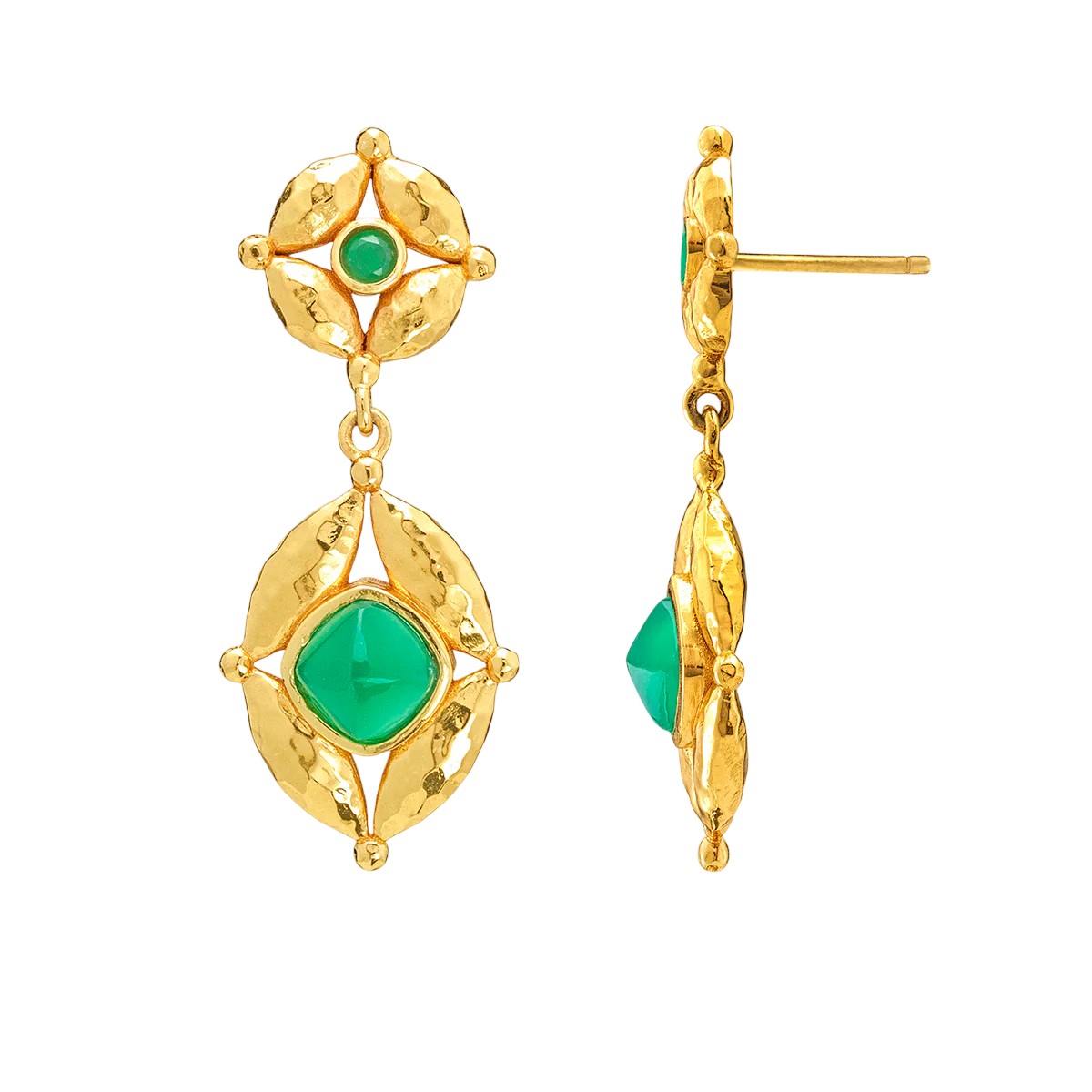 Capucine De Wulf Mystic Eye Post Drop Earrings, Green Onyx