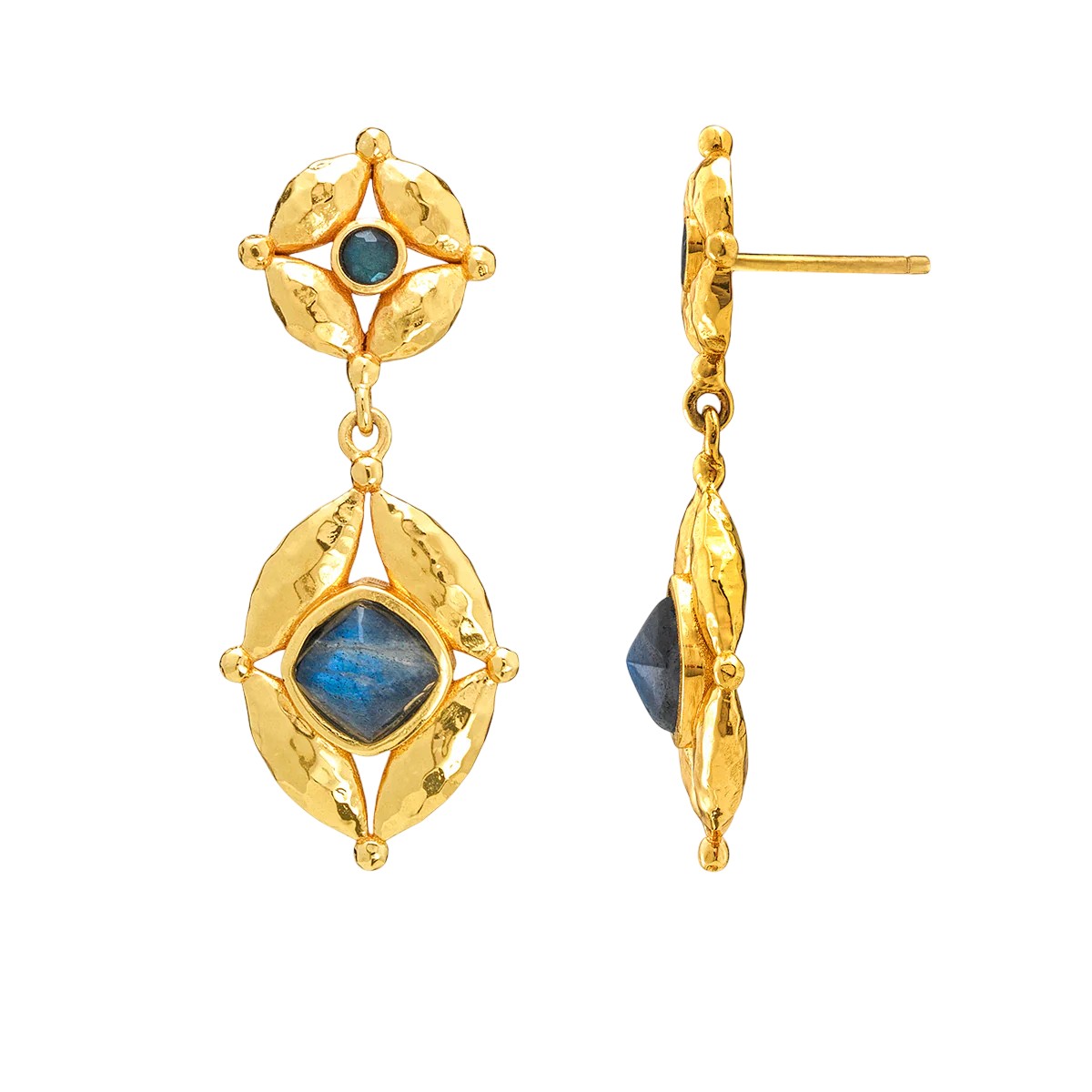 Capucine De Wulf Mystic Eye Post Drop Earrings, Blue Labradorite